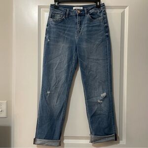 FLYING MONKEY BLUE BOYFRIEND JEANS DISTRESSED DENIM